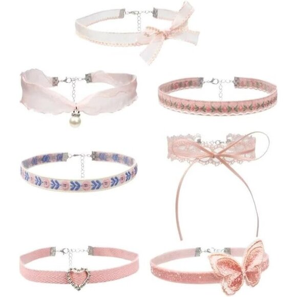 Adjustable Pink Choker Necklace Set - 7 Stylish Designs for Every Occasion main image 5
